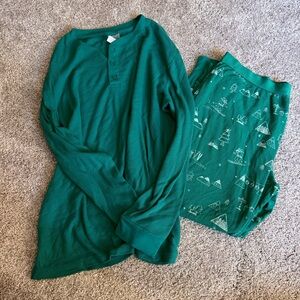 Christmas Green Long Sleeve and Pants PJ Set